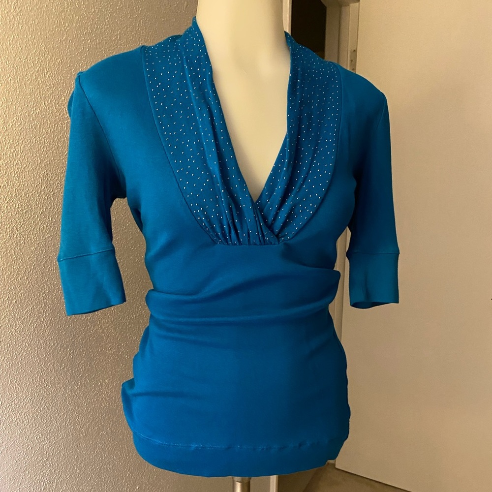 Express, S, Teal Blue, Quarter sleeve